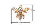 2pc 18kt Gold Bee Charm Gold Honeybee Pendant Queen Pendant-12x14mm- 2 pcs per order