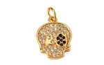 18kt Gold Micro Pave Dainty skull Charm Cute Rock star skull charm Cubic skull CZ - 1 pc per order- 11x17mm