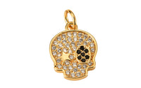 18kt Gold Micro Pave Dainty skull Charm Cute Rock star skull charm Cubic skull CZ - 1 pc per order- 11x17mm