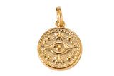 1pc 16mm Dainty 18k Gold Beads Coin Evil Eye Legend Charm for Bracelet Necklace Pendant Earring Findings for Jewelry Making