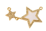 1 pc 18k Gold Enamel Star Connector Diamond Rainbow CZ Drop Charm Cubic Protector Dainty Necklace - 19mm- 1 pc per order