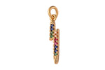 2pc 18 kt Gold Lightning Charm w/ Multi Colored Micro Pave Cubic Stone Charm Thunder Charm Bolt Lightning Charm- 3x20mm