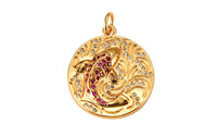 1 pc 18K Gold koi fish charm pendant Japanese koi carp disc Coin charm-Component supply Animal Jewelry- 18mm- 1 pc per order