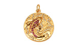 1 pc 18K Gold koi fish charm pendant Japanese koi carp disc Coin charm-Component supply Animal Jewelry- 18mm- 1 pc per order