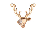 1 pc 18K Gold Deer Head Findings for Necklace Pendant Jewelry Making Charm-15mm