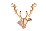 1 pc 18K Gold Deer Head Findings for Necklace Pendant Jewelry Making Charm-15mm