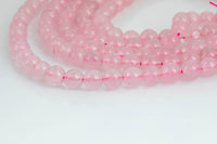 Natural Madagascan Rose Quartz, High Quality in Round -Full Strand 15.5 inch Strand. Wholesale pricing! AAA Quality Smooth Gemstone Beads