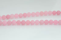 Natural Madagascan Rose Quartz, High Quality in Matte Round -Full Strand 15.5 inch Strand. Wholesale pricing! AAA Quality Gemstone Beads