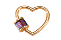 18k Gold Heart With Multi Color CZ Carabiner Clasp Diamond CZ Oval Cubic - 20mm- 1 pc per order