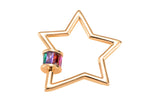 18k Gold Star With Multi Color CZ Carabiner Clasp Diamond CZ Oval Cubic -25mm- 1 pc per order