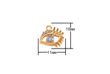 2pc 18k Gold Coin Evil Eye Charm Diamond CZ Drop Charm Cubic Protector Pendant Tiny Lucky Dainty Necklace - 10mm- 2 pcs per order