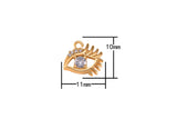 2pc 18k Gold Coin Evil Eye Charm Diamond CZ Drop Charm Cubic Protector Pendant Tiny Lucky Dainty Necklace - 10mm- 2 pcs per order