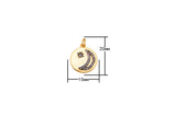 2 pc 18k Gold Coin Moon and Star Charm Diamond CZ Coin Charm Cubic Protector Pendant Lucky Dainty Necklace- 15mm