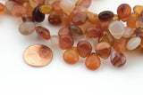 Natural 10x12mm Flat Briolette- Teardrop Shape- Top Drilled- 7.5 Inches- 32 pieces per strand- Agate Gemstone Beads