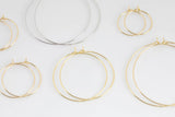 Gold Filled / White Gold Filled Earring Hoop Findings - 20mm 25mm 35mm 45mm 50mm - 2 pairs per order (4 pcs)