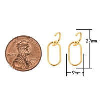 18kt Gold Stud Paper Clip Earring- 2 pairs per order- 6x27mm