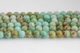 Natural Mongolian Turquoise Beads - Round - 6mm 8mm 10mm or 12mm - Full 15.5" inch strands Gemstone Beads