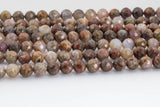 Natural Red Dendrite Opal Beads - Diamond Cut Faceted Round - 6mm 8mm 10mm or 12mm - Full 15.5" 15.5 inch strands Gemstone Beads