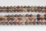 Natural Red Dendrite Opal Beads - Diamond Cut Faceted Round - 6mm 8mm 10mm or 12mm - Full 15.5" 15.5 inch strands Gemstone Beads