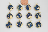 Dainty 18K Gold Zodiac Horoscope Sign Medallion Pendant Sparkle Astro Coin for Necklace Bracelet Jewelry Making Supply