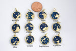 Dainty 18K Gold Zodiac Horoscope Sign Medallion Pendant Sparkle Astro Coin for Necklace Bracelet Jewelry Making Supply. SKU TC86