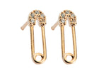 2 pcs 18kt Gold Stud CZ Paper Clip Earring- 1 pair / 2 pcs per order- 4x12mm