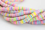 2str BEAUTIFUL Soft AFRICAN Colored VINYL Heishi beads- 6mm or 8mm- 16 inch strand- 2 Strand Per Order- Pale Multi