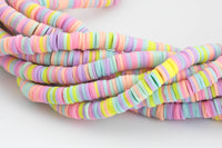 2str BEAUTIFUL Soft AFRICAN Colored VINYL Heishi beads- 6mm or 8mm- 16 inch strand- 2 Strand Per Order- Pale Multi