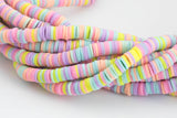 2str BEAUTIFUL Soft AFRICAN Colored VINYL Heishi beads- 6mm or 8mm- 16 inch strand- 2 Strand Per Order- Pale Multi