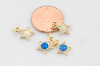 2pc 18k Gold Star Opal Charm Dainty Necklace - 10mm- 2 pcs per order