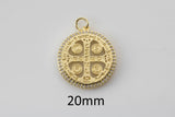 1 pc 15mm 18K Gold Delicate Saint Bendict Benito Cubic Zirconia Bracelet Necklace Pendant Earring Charm Gift for Woman Jewelry Making