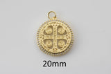 1 pc 15mm 18K Gold Delicate Saint Bendict Benito Cubic Zirconia Bracelet Necklace Pendant Earring Charm Gift for Woman Jewelry Making