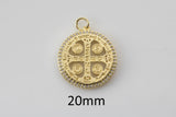 1 pc 15mm 18K Gold Delicate Saint Bendict Benito Cubic Zirconia Bracelet Necklace Pendant Earring Charm Gift for Woman Jewelry Making