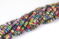 2str BEAUTIFUL Soft AFRICAN Colored VINYL Heishi beads- 6mm or 8mm- 16 inch strand- 2 Strand Per Order- Dark Multi