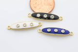 18kt Gold Blue Enamel Bar Connector- 2 pieces per order- 5x26mm p13g122 p13g123 p13g124