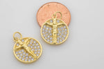 2 pcs 18K Gold Jesus Cross CZ Charm Gift for Jewelry Making- 15mm- 2pcs per order