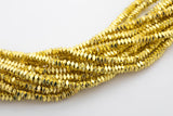 THICK GOLD COATED Hematite Faceted Hex Roundel -4mm- Very High quality gold plating / coating