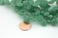 Natural 10x12mm Flat Briolette- Teardrop Shape- Top Drilled- 7.5 Inches- 32 pieces per strand- Green Aventurine Gemstone Beads