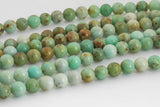 Natural Mongolian Turquoise Beads - Round - 6mm 8mm 10mm or 12mm - Full 15.5" inch strands Gemstone Beads