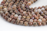 Natural Red Dendrite Opal Beads - Diamond Cut Faceted Round - 6mm 8mm 10mm or 12mm - Full 15.5" 15.5 inch strands Gemstone Beads