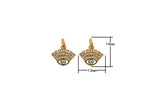 2pc 18k Gold Coin Evil Eye Charm Diamond CZ Drop Charm Cubic Protector Pendant Tiny Lucky Dainty Necklace - 13mm- 2 pcs per order