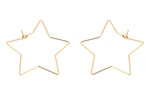 Earring Finding Beading Earring Hoop- High Quality Real Gold Plating, Gunmetal or Brass-Star Shaped-34mm- 2 pairs per order