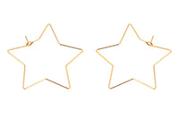 Earring Finding Beading Earring Hoop- High Quality Real Gold Plating, Gunmetal or Brass-Star Shaped-34mm- 2 pairs per order