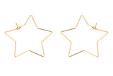 Earring Finding Beading Earring Hoop- High Quality Real Gold Plating, Gunmetal or Brass-Star Shaped-34mm- 2 pairs per order