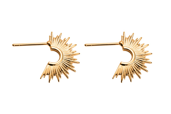 2pc 18kt Gold Earrings Stud Sunburst Earrings- 2 pcs Per prder- 15mm Earring