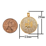 1 pc 18K Gold Arabic Word Allah Moslem Muslim Islam Calligraphy Coin Medallion Charm Decorative Edge Necklace Pendant Bails