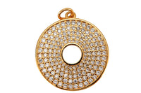 1 pc 18k Gold Charm Pendant w/ Clear Micro Pave Cubic Zirconia CZ Stones Donut Shaped with Hole Ring Washer