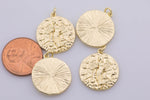2 pcs Rustic Coin Charm 14k Gold coin pendant, Medallion charms Angel coin charms, Vintage Disc Charm for Necklace Bracelet Earring