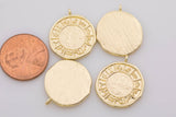 2 pcs 14k Gold Zodiac coins, Horoscope charms 22x18mm Medallion Pendant, Coin charms, Zodiac Charms, medallion charms, Necklace Charm