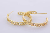 1 pair 18kt Gold -Curb Chain Stud Earring, Earring-Link Chain Ring 29mm